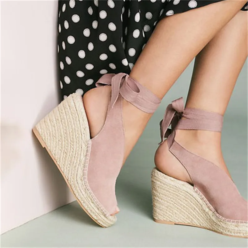 Litthing/Босоножки на платформе и высоком каблуке; Feminina Espadrilles; женские Босоножки с открытым носком; женская повседневная обувь на шнуровке