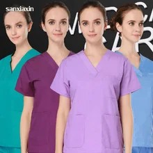 Больничная одежда хирургические наборы скрабов плюс размер высокого качества женские Медицинские комплекты с v-образным вырезом летние мужские с коротким рукавом униформа медсестры