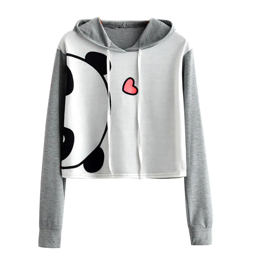 

Free Ostrich hoodies sweatshirt women 2019 Girl Animal Print Long Sleeve Hooded Crop Tops Pullover Sweatshirt Tops kpop C1535