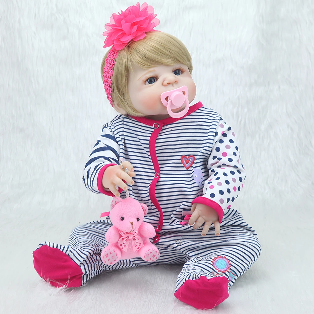 

Forssdor 22in 57cm new arrival full silicone doll simulation reborn baby girl with red headflower silicone reborn baby dolls