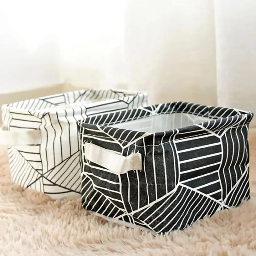 

NEW Striped Foldable storage box toy box container organizer fabric basket cosmetic organizer organizador de maquiagem