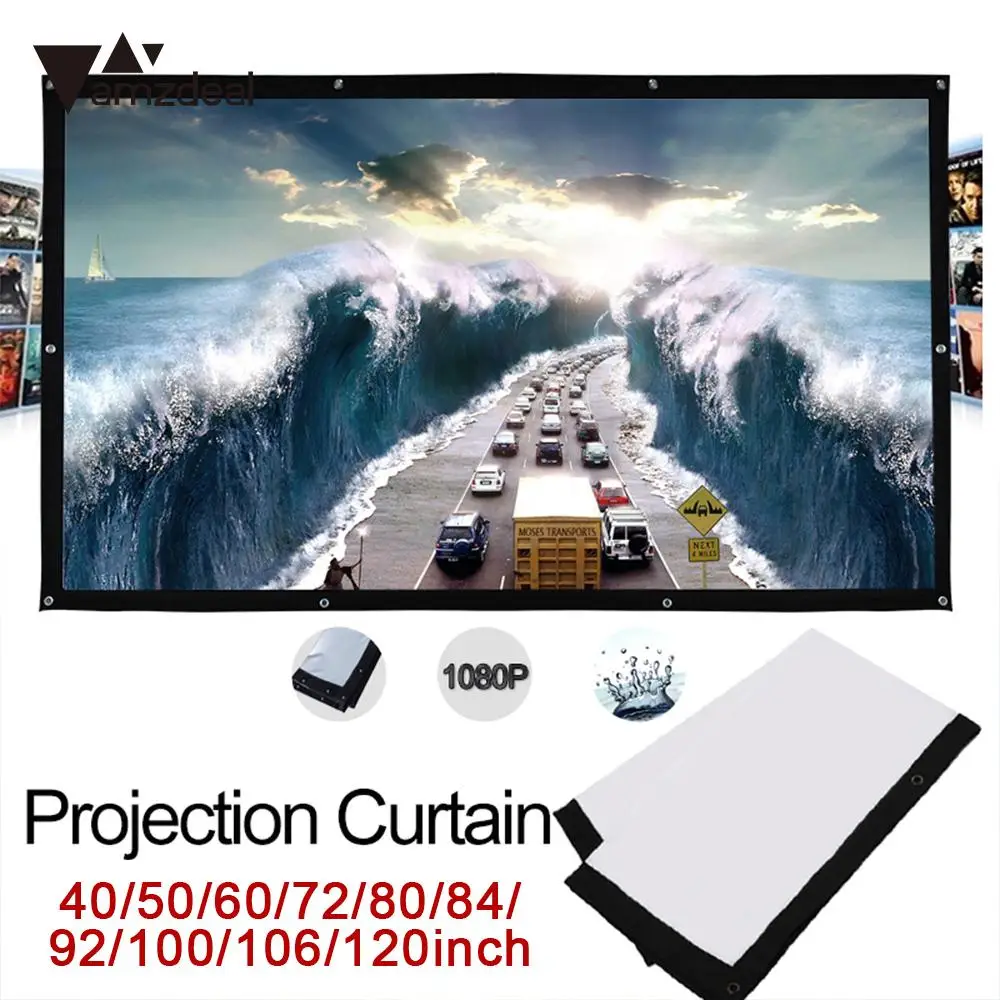 Durable Folded Projection Screen Movie Screen Projector Cloth Screen