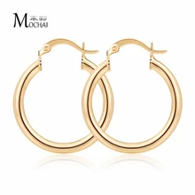 Nieuwe Polish Eenvoudige Kleine Ronde Oorbel Vrouwelijke Goud Kleur Oorbellen Voor Vrouwen Meisje Trendy Sieraden 2019 25 MM ZK40(China)