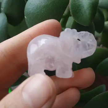 

Natural mineral crystal rose quartz elephant carving stones healing crystals
