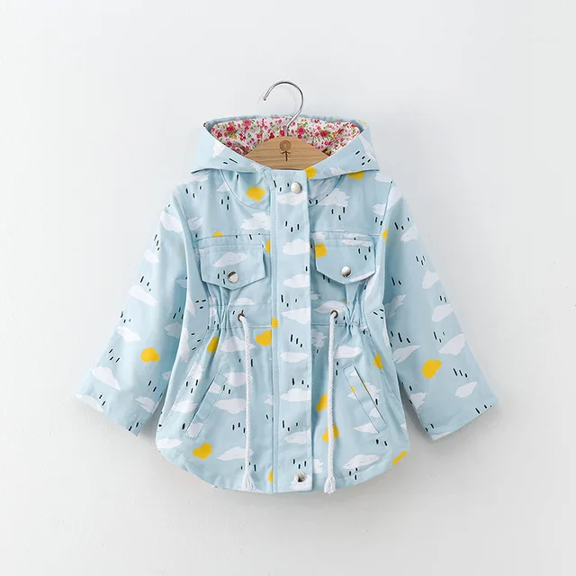 Детская одежда осенне-зимнее пальто для маленьких девочек куртка для девочек; ветровка для девочек; детская одежда; Верхняя одежда с капюшоном для детей 2-6 лет - Цвет: Blue
