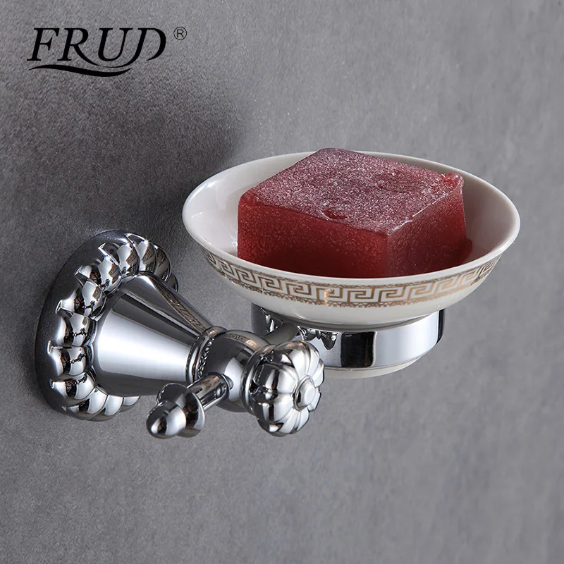 FRUD Silver Soap Dishes Wall Mounted Soap Dish Soap Holder Box Copper Soap Basket Dish With Holder Bathroom Accessories Y18039 draining soap dish with lid