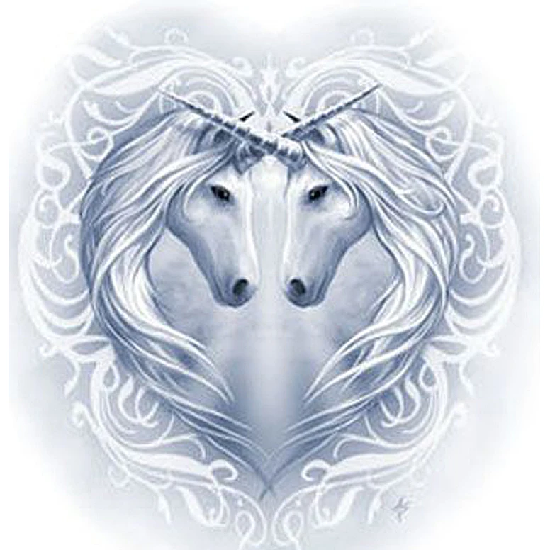 

Diamond Painting Two Unicorn Heart-shaped Icon Cross Stitch Sewing Thread Mosaic Square Diamond 5D Embroidery Home Decoration
