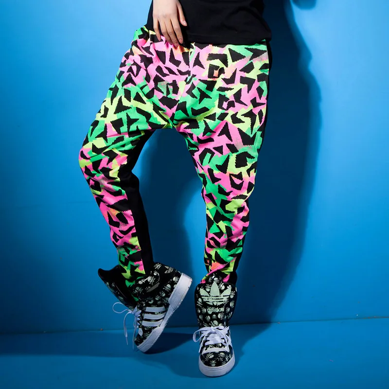 

New Kids Adult thin Panelled Spliced Sweatpants Pockets Costumes print patchwork Graffiti trousers Harem Hip Hop Dance Pants