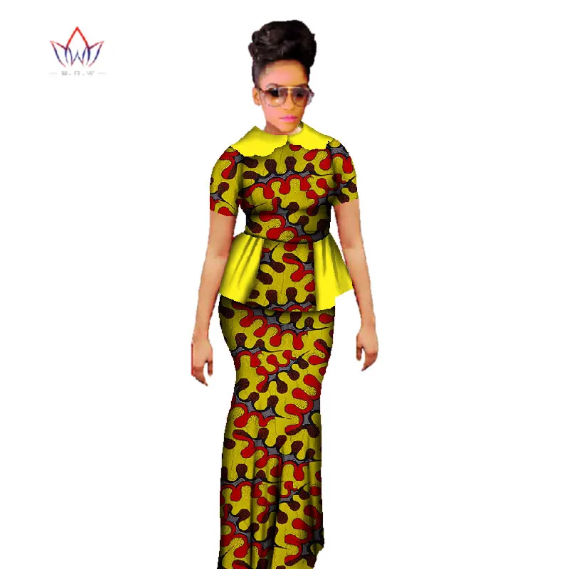 Африканская восковая юбка с принтом размера плюс Дашики, наборы, традиционная одежда для женщин, Базен Riche, Африканский комплект из двух предметов, юбка, WY397 - Цвет: 24
