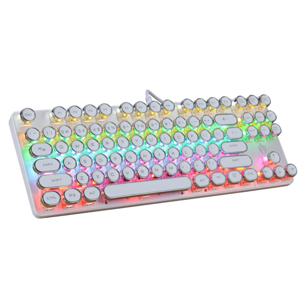 

VOBERRY Wired USB Keyboard PUNK LED Optical Keyboard 87 Keys Gamer Gaming Ergonomic Mechanical Metal Keyboard For PC Laptop