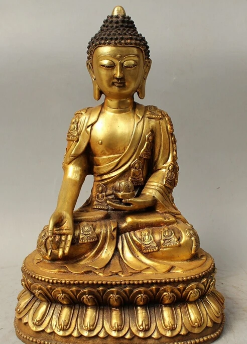 

006993 16" Tibet Tibetan Buddhism Bronze Sakyamuni Shakyamuni Amitabha Buddha Statue