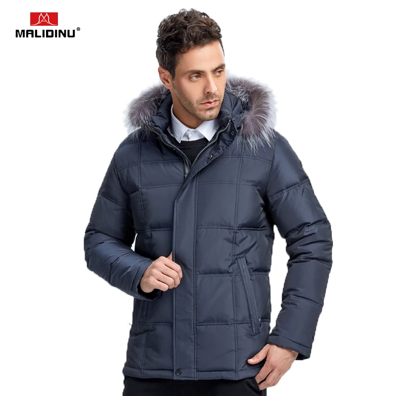 

MALIDINU 2019 New Men Down Jacket Brand 70% White Duck Down Winter Jackets Mens Down Coat Parka Fox Fur Collar Free Shipping