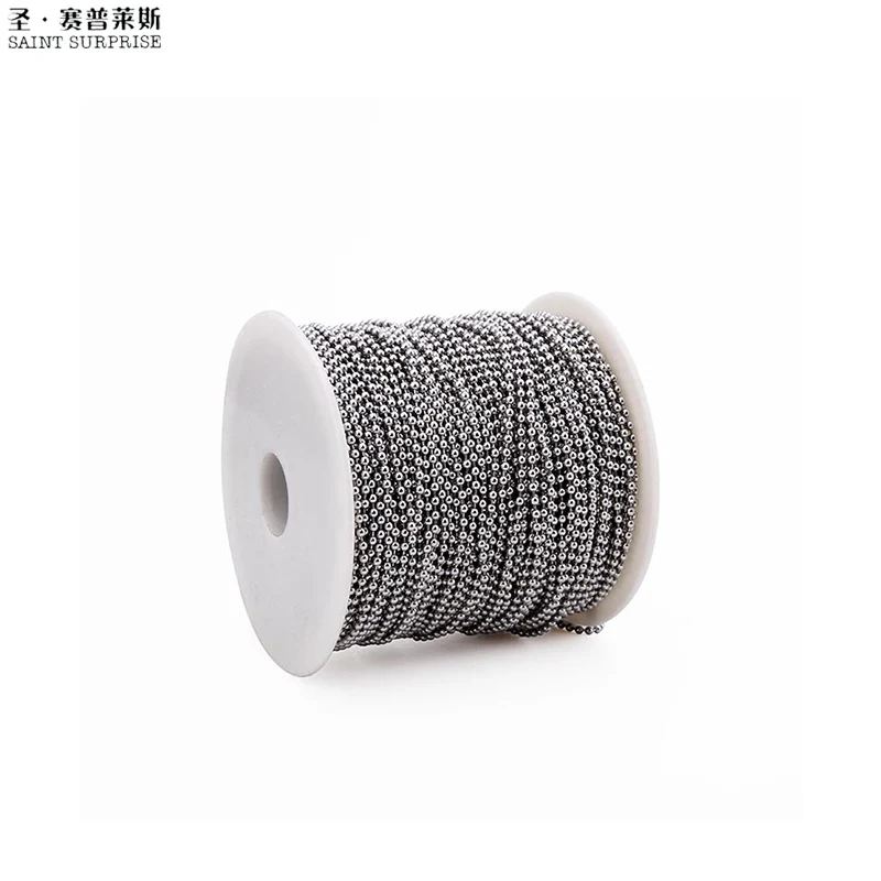 

100 Meters 2.4mm Iron Nickel Plated Steel Bead Ball Chain Roll Spool for Jewelry DIY Accessories