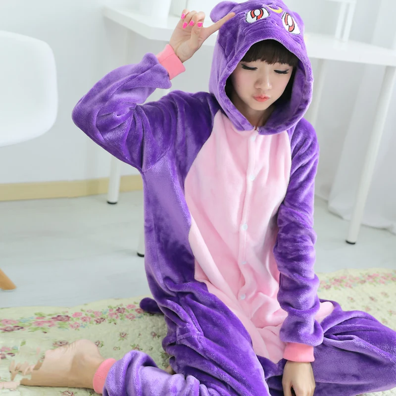 

Soft Puprle Cat Kigurumi Pajamas Animal Onesie Men Jumpsuit Adults Carnival Costume For Women Cosplay Suit Sleepwear Halloween