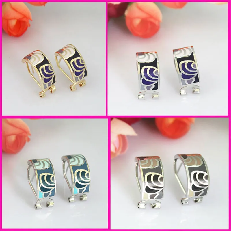 

4 Colors Feather Design Enamel Jewelry Earrings,1pair/pack
