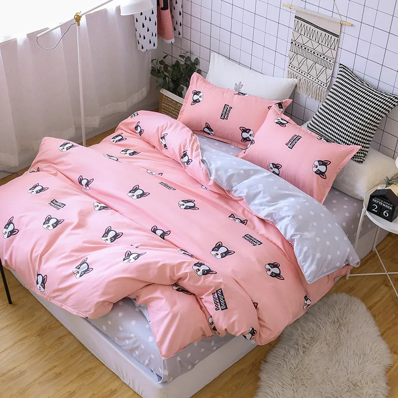 Adorable Dog Four-Piece Bedding Set Included 1 Duvet Cover Bed Sheets 2 Pillowcases Have A Good Dream Blessing Full Size | Дом и сад