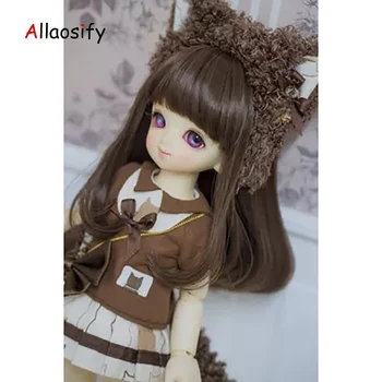 

Allaosify Brown Inside Volume Bangs Pear Roll Wigs High Temperature Fiber 1/3 1/4 1/6 BJD Wigs