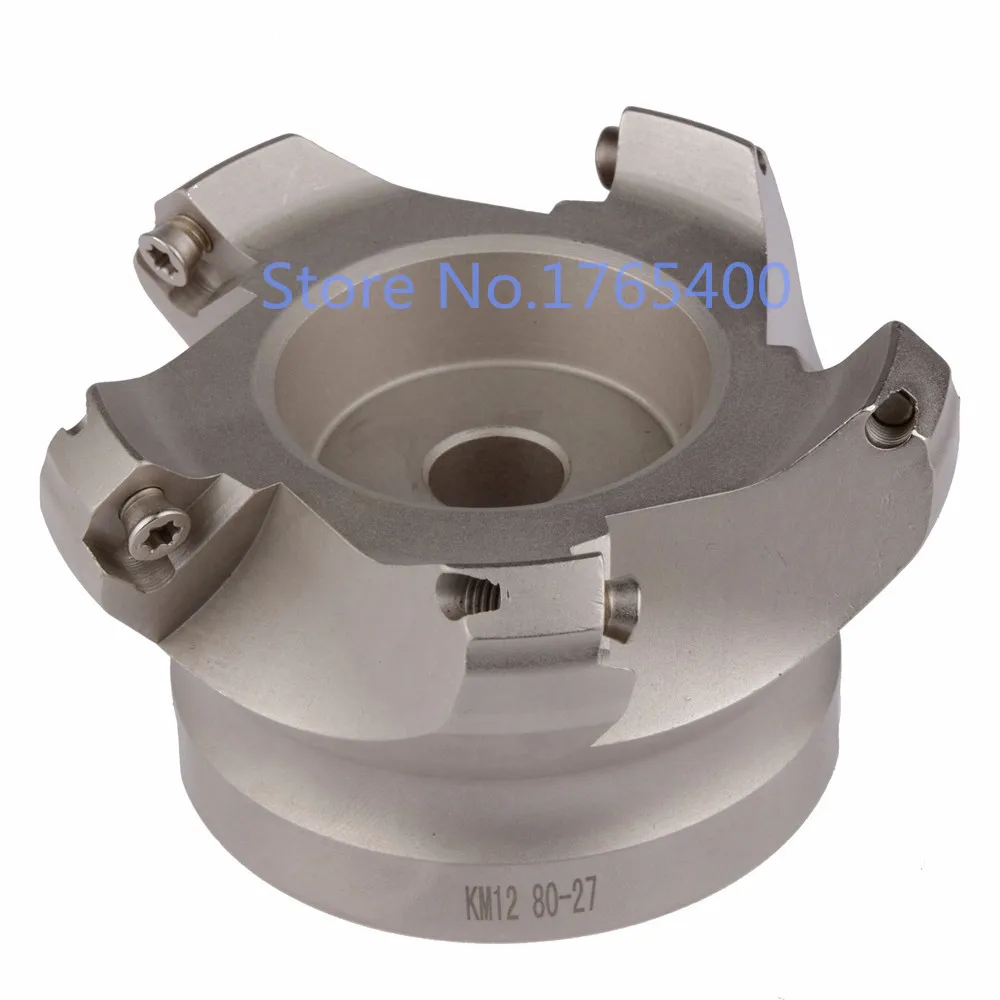 KM12 80 27 5T 45 Degree Shoulder Face Mill Head CNC Milling Cutter carbide Insert SEHT1204