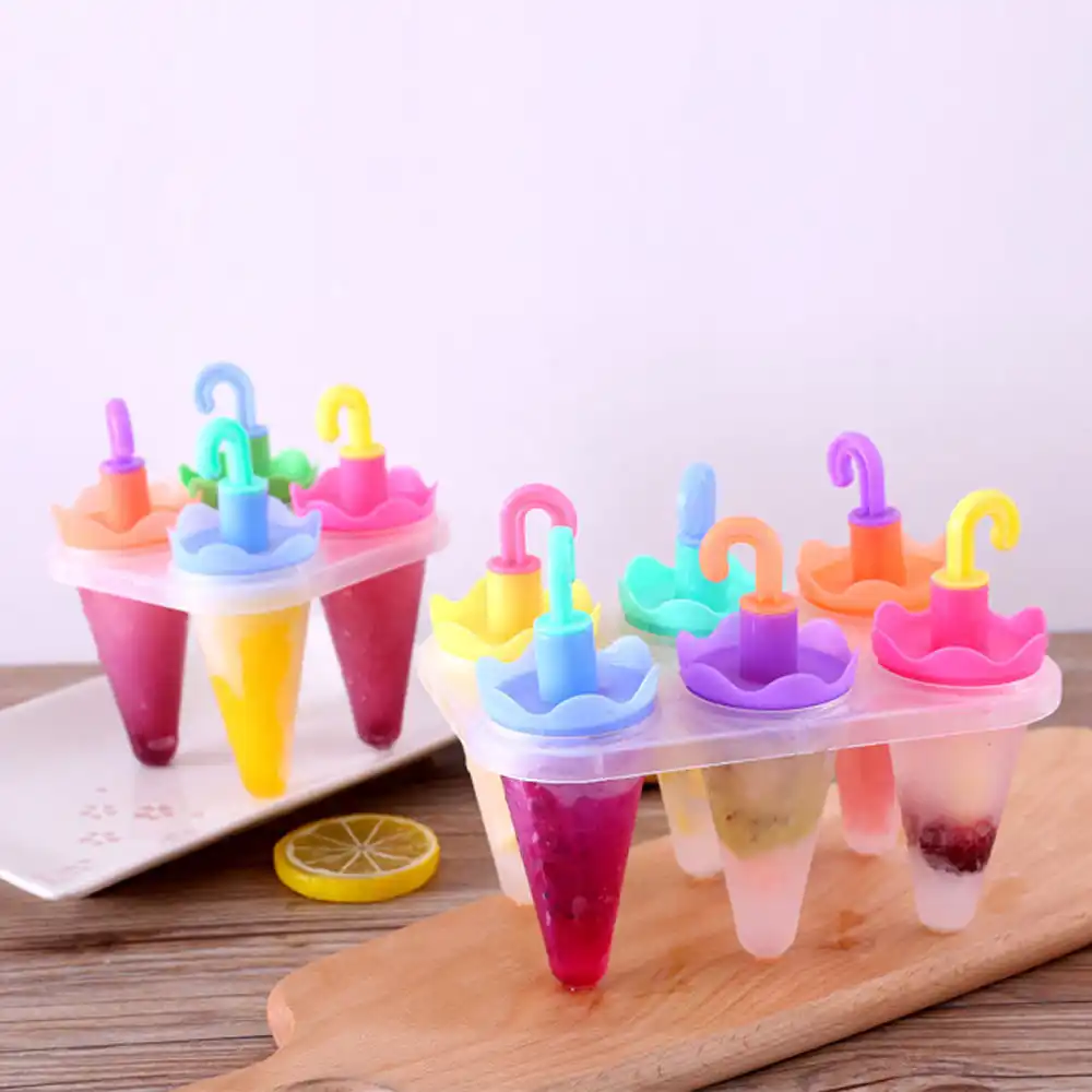 6x Homemade Umbrella Ice Lolly Mould Maker Cream Stand Kitchen Craft Smoothie