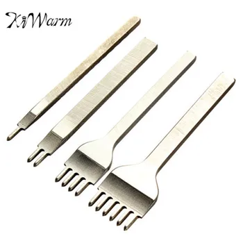 

KiWarm 4Pcs 4mm High Quality Leather Craft Tools Hole Punches Stitching Punch Tool 1/2/4/6 Prong For Leather Craft Sewing Tools