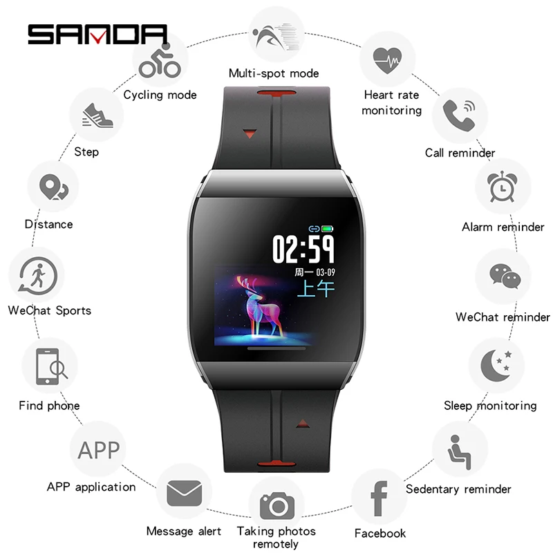 Часы SANDA X1 HD с большим дисплеем для пожилых мужчин новые смарт цифровые часы и