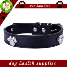 Fashion Dog Collars Personalized Paw Accessories Pu Leather Collar Black Red Yellow Green Colors Collar Lead