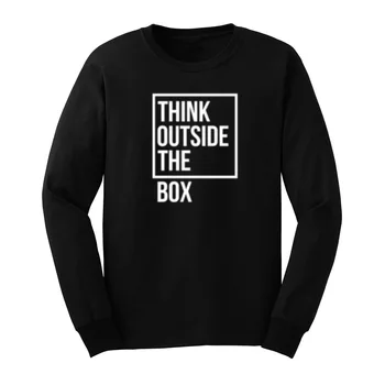 

Mens Think Outside The Box Long Sleeve T-Shirts Casual Men Tee