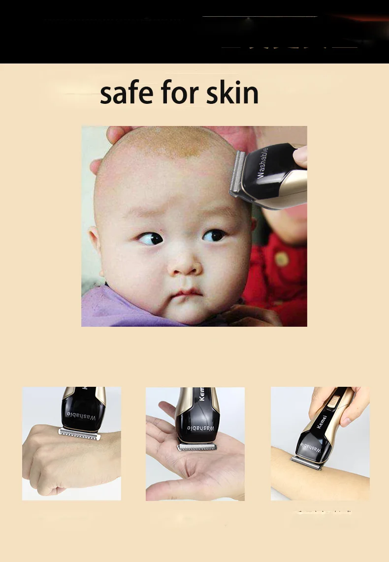 Máquina de Cortar Aparador de Cabelo Máquina de Corte de Cabelo Kemei Cabelo Lavável Elétrica Profissional 0mm Baldheaded Escultura Fade Cutter Barbeiro 6 Eletrodomésticos