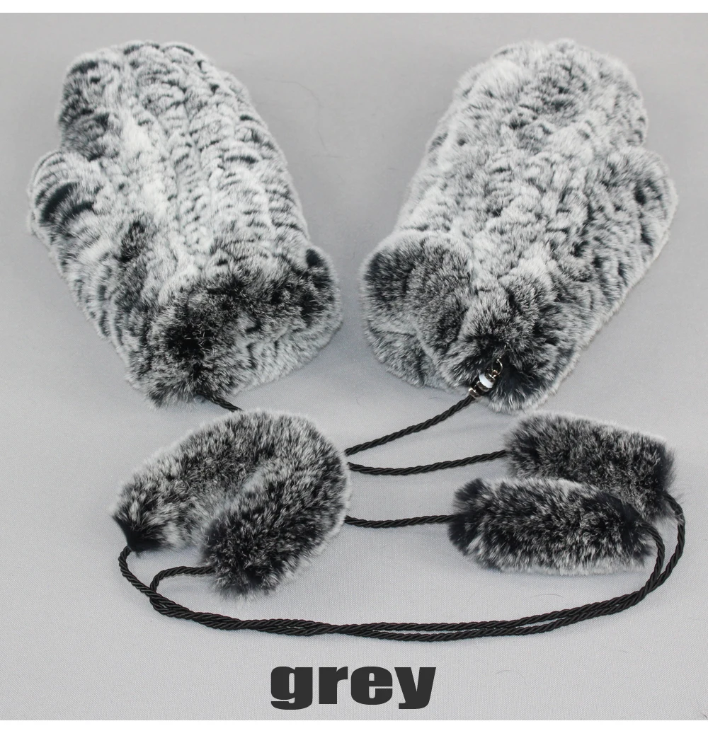 Hot Selling Good Elastic Women Winter Knitted Real Rabbit Fur Mittens100%Natural Real Rex Rabbit Fur Gloves Lady Fur Gloves