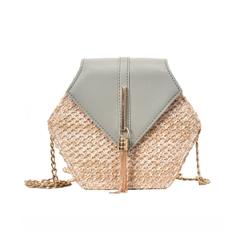 

2019New women's bags handmade straw shoulder bag summer beach bag ladies mobile phone pocket flip chain crossbody bags for women