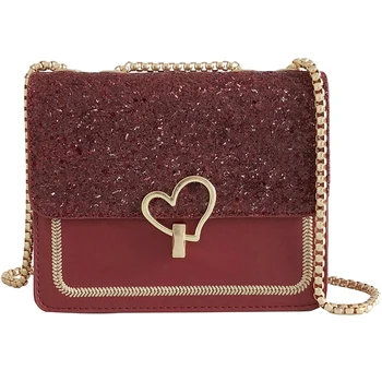 

Glitter 2019 luxury handbags designer Women's Bag crossbody bags for women shoulder bag with love chain handbag bolsos wallet