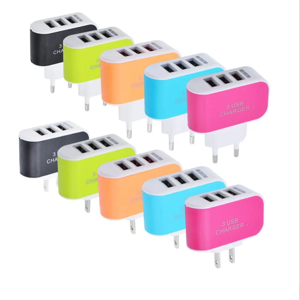 3 USB зарядное устройство адаптер порты, для мобильных телефонов зарядное устройство розетка ЕС/США вилка Смарт многопортовый USB зарядное устройство с адаптером для путешествий