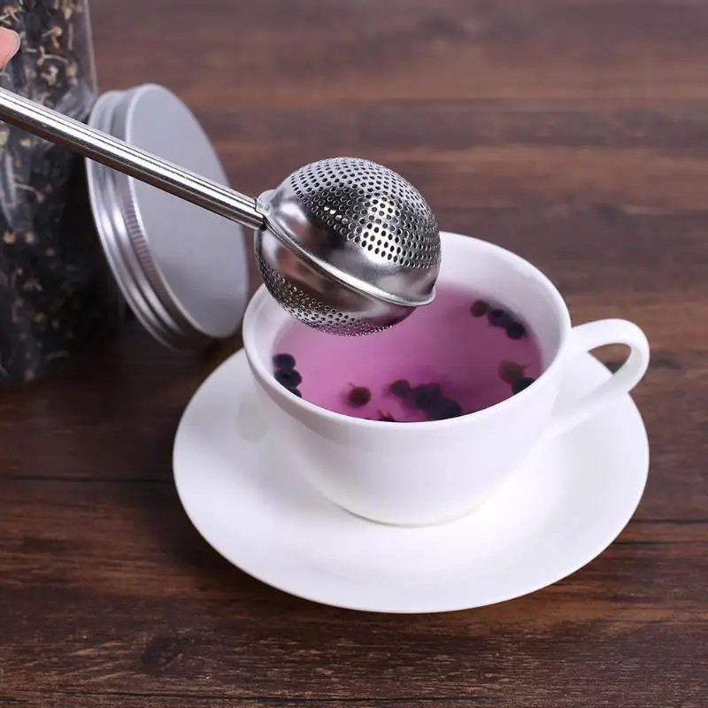 

Stainless Steel Tea Strainer Teapot Ball Mesh Tea Infuser Push Style Metal Spice Tea Kitchen Accessories Infuser Strainer Tool
