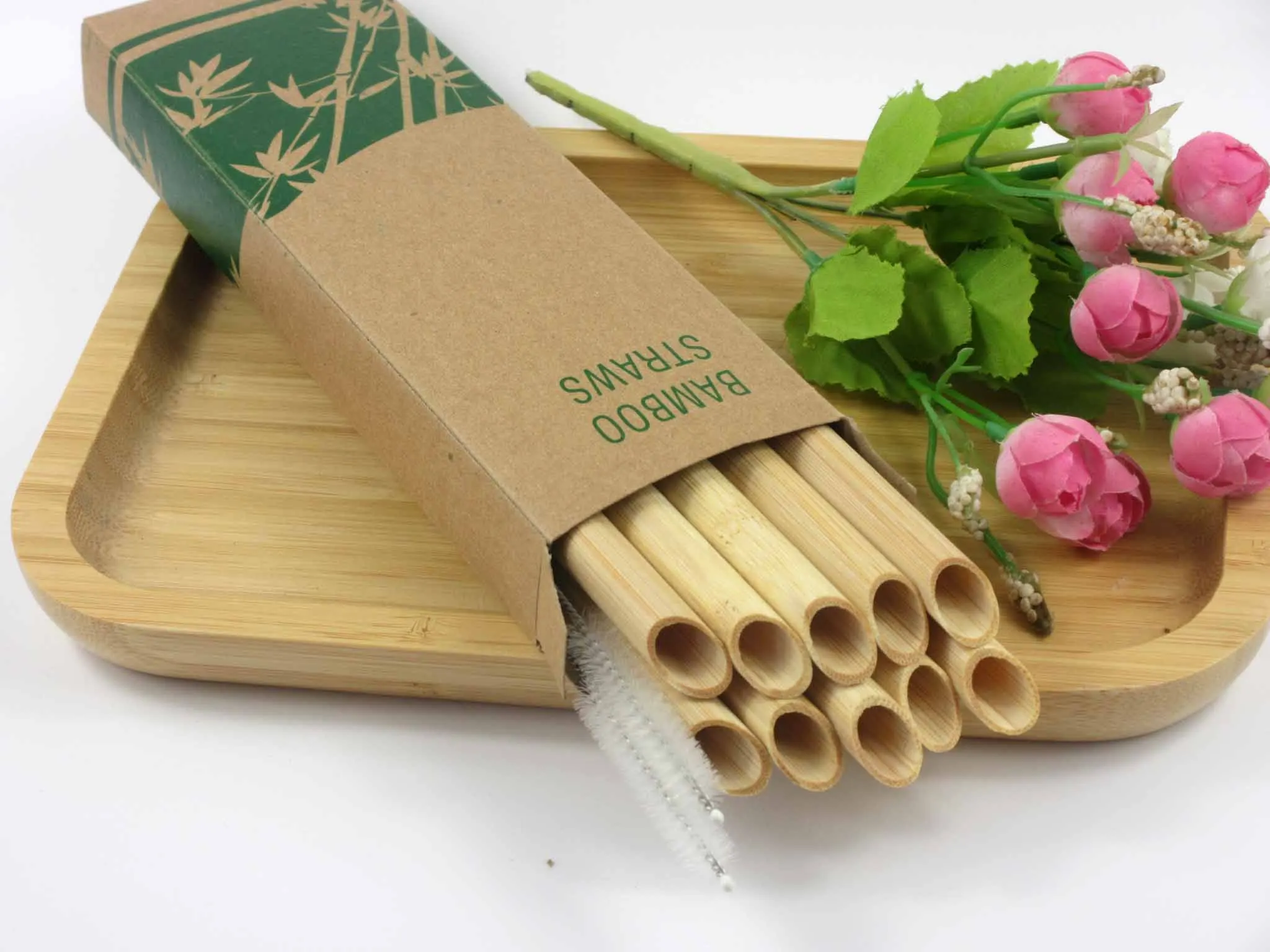 Wholesales 100pcs Light Eco Friendly Reusable Straw 20cm Carbonized Bamboo Smoothie Straws