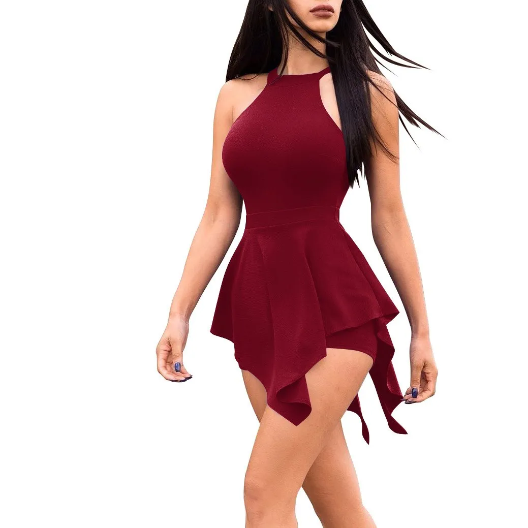 

Fashion 2019 Summer Sexy Ruffles Bodycon Bodysuit Women Elegant Slim Beach Jumpsuit Skinny Sexy Short Rompers