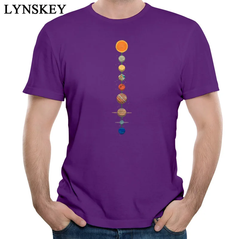 Round Neck T Shirts Group Summer Tops Shirts Short Sleeve for Students Brand New 100% Cotton Fabric Planets Design Tee-Shirt purple