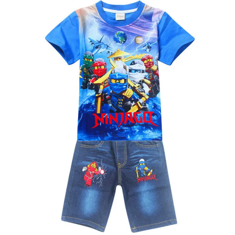 Ninjago/комплекты детской одежды для мальчиков хлопковые футболки с супергероями, шорты Одежда для мальчиков и девочек, детские штаны, джинсовая одежда
