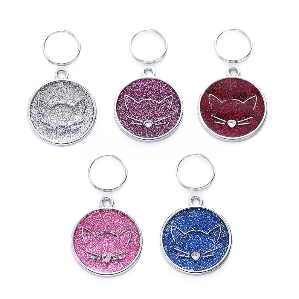 

Zinc Alloy Pet ID Tag with Cat Face Identify Card Mini Dog Cat ID Tag Collar Pendant Personalized Pet Accessories