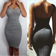 Newly Summer font b Dress b font Bodycon Sexy Slim Sleeveless Solid Colour Backless Sheath Spaghetti