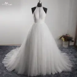 LZ272 Yiaibridal фотографии белый свадебное платье без рукавов Холтер Свадебные платья с низким вырезом на спине 2018 Vestido De Noiva