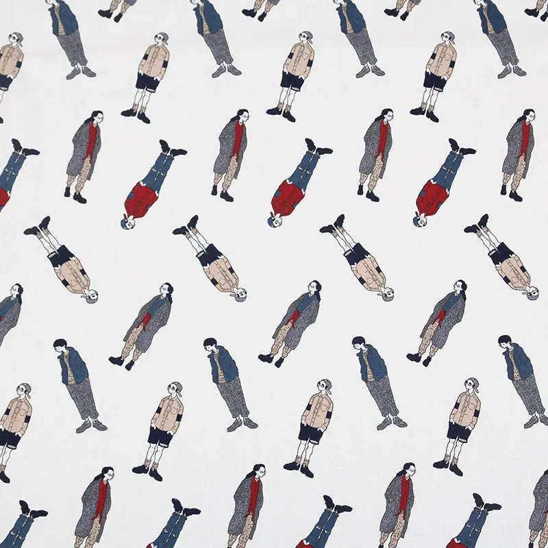 cotton fabric 1 Meter  White Bottom Hip Hop Boy Garment Fabric Handmade DIY Fabric Pure Cotton