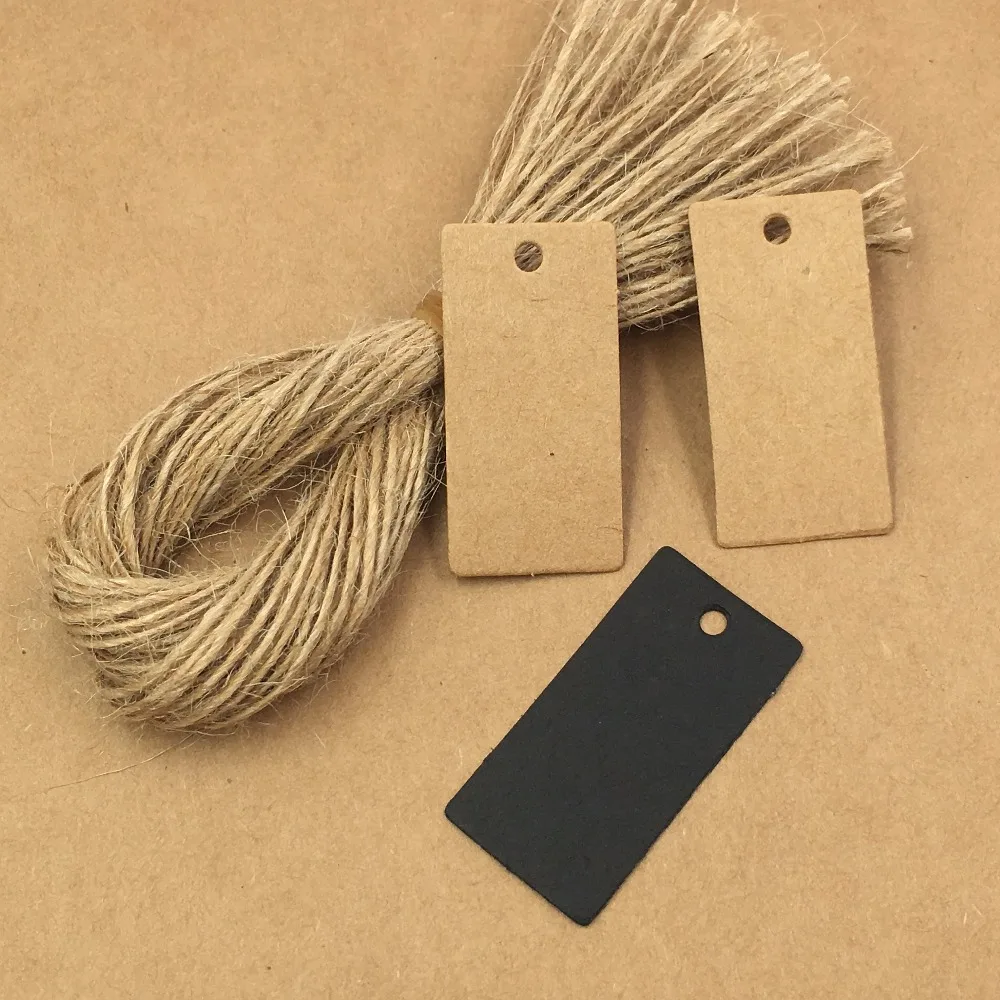 200pcs Brown blank Gift/Price Tags+Strings Paper Cards