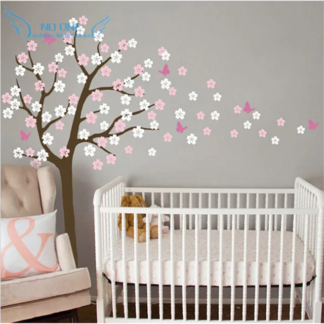 Huge Tree Ing Cherry Blossom Wall Decal Nursery Flowers Huge Tree Ing Cherry Blossom Wall Decal Nursery Flowers Erfly Art Baby Kids Room Sticker Nature Decor