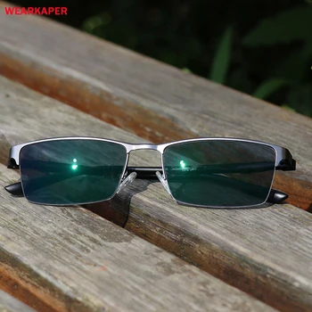 

WEARKAPER Ultra-light Transition Photochromic Gray metal Frame Reading Glasses Men Women Diopter Presbyopic Eyeglasses 1.0-4.0