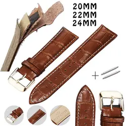Высокое мм Качество 20 мм 22 мм 24 мм из натуральной кожи Ремешки для наручных часов для мужчин и женщин часы ремешок ремни черный коричневый