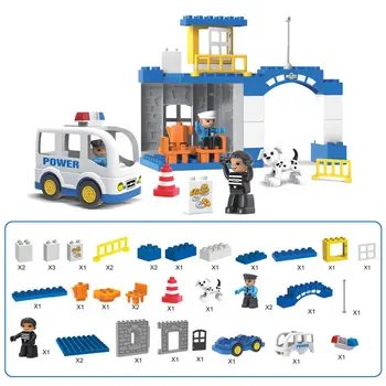 

36PCS Environmental protection large particles City Police Station Building Blocks Compatible With duploINGlys
