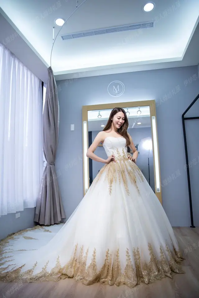 blue and gold indian wedding dress