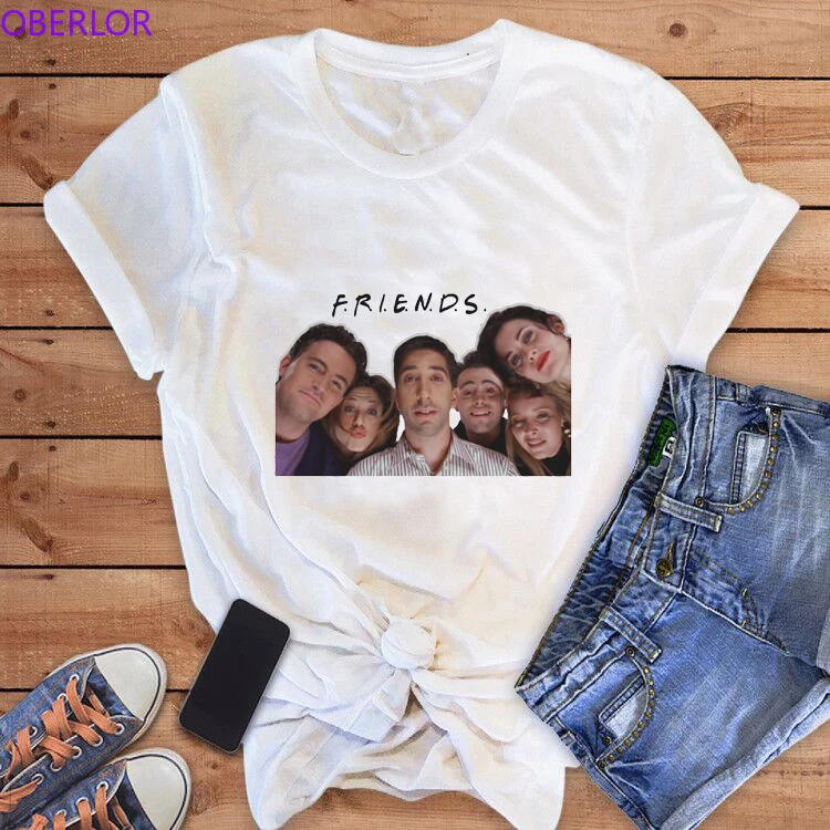

Friends Tv Print Female T-shirt Harajuku Kawaii White Tshirt Camisas Mujer Korean Clothes New Arrival 2019 Cotton Comfort Tops