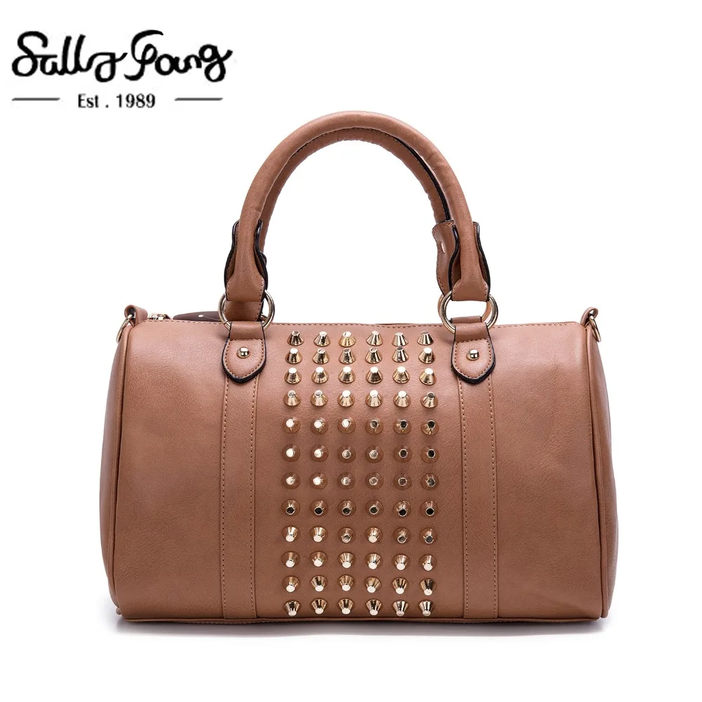 

designer rivet handbags for women solid color female Handbag fashion Soft PU ladies pillow shoulder bags women bags |VK1317