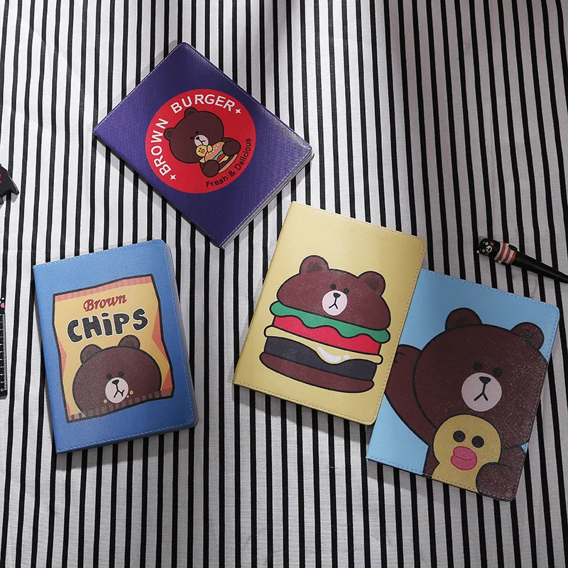 

Smart Wake Leather Case For new iPad 2017/2018, air/air2, 2/3/4, iPad pro 9.7" Lovely Cute Bear Cartoon Kids Tablet Cover+Gifts